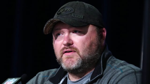 Jets GM Joe Douglas speaks at the NFL Combine